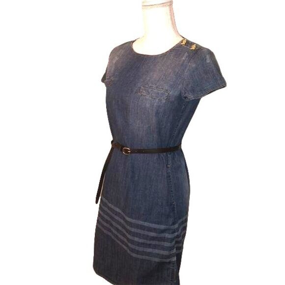 Dsquared2 Dress Size 38 Womens Distressed Denim Belt Snap Short Sleeve Blue - Picture 7 of 15